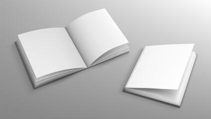 Open And Close Blank Square Brochure On Gray