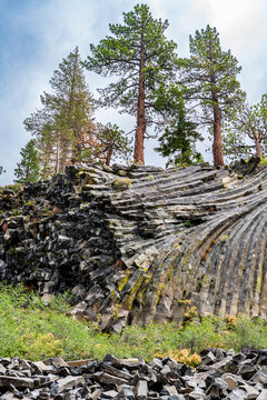 Rock formation of columnar basalt, Devils Postpile National Monument, Mammoth Mountain, California