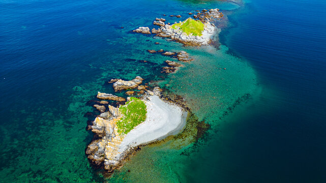Aerial of the island near Ferryland, Avalon Peninsula, Newfoundland, Canada