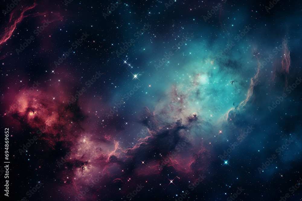 Poster cosmos background with planets space travel and adventures in dark sky generative ai