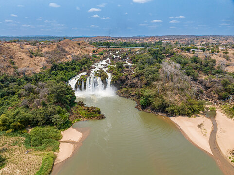 Aerial of the Binga waterfalls, Kwanza Sul, Angola