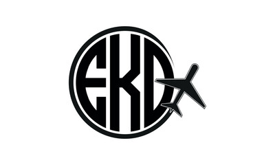 EKO three initial letter circle tour & travel agency logo design vector template. hajj umrah agency, abstract, wordmark, business, monogram, minimalist, brand, company, flat, tourism agency, tourist