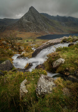 Stream and Tryfan Mountain, Ogwen Valley, Snowdonia, Wales