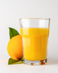 Glass of orange juice and orange fruit on white background. Fruit concept.