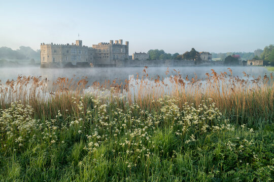 Leeds Castle at sunrise, near Maidstone, Kent, England