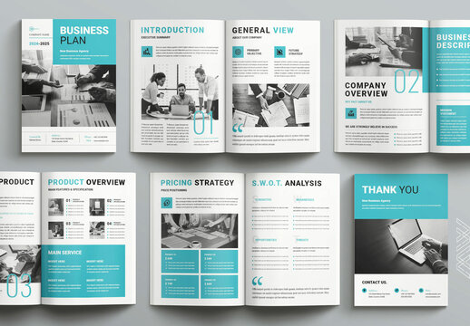 Business Plan Brochure with Blue Accents