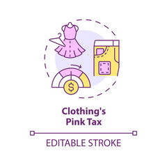2D editable multicolor icon, simple isolated vector, thin line illustration representing pink tax.