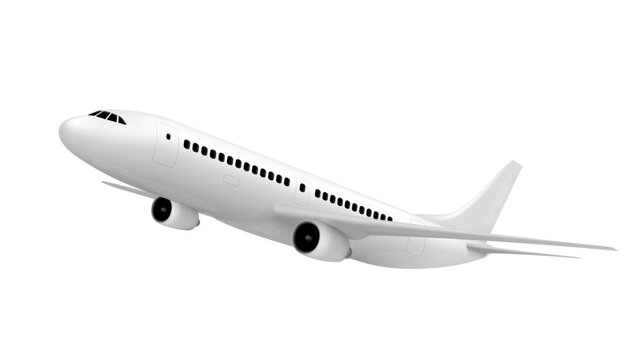 3D White Abstract Airliner Take Off On White Back