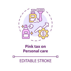 2D editable multicolor icon, simple isolated vector, thin line illustration representing pink tax.