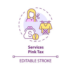 2D editable multicolor icon, simple isolated vector, thin line illustration representing pink tax.