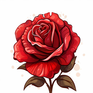 Hand drawn cartoon red rose illustration
