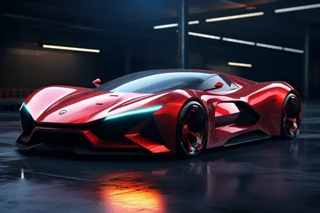  Red fast sports car. Futuristic sports car concept © usman