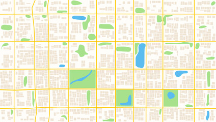 2D City Map Streets On The Plan Seamless Pattern - obrazy, fototapety, plakaty