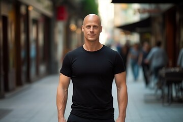 Obraz premium Shirt mockup. Young male model. Sleek t-shirt.