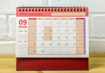 Desktop calendar for September 2024. Calendar for planning and managing each date.