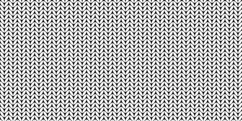 Foto op Canvas Knit black and white pattern. Knitting seamless classic vector pattern. Simple Knitted pattern on white background.. © Mariia