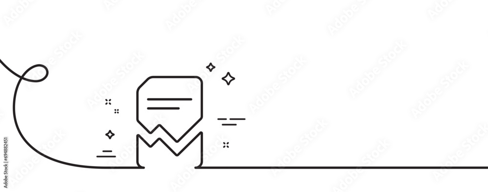 Poster corrupted document line icon. continuous one line with curl. bad file sign. paper page concept symbo