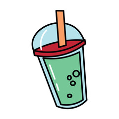 Tea element of colorful food set. This image boasts colorful design, along with clean outlines, putting a refreshing bubble tea, capturing the essence of a trendy beverage. Vector illustration.