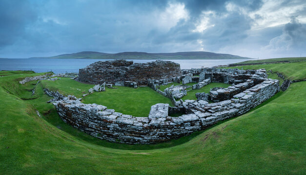 Broch of Gurness, an Iron Age village on the Mainland island of Orkney, Scotland, United Kingdom, Europe