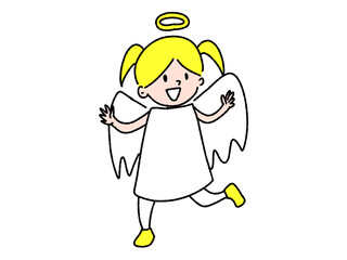 笑顔で喜ぶ天使女の子