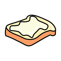 Milk product of colorful food set. This image of toast with butter beautifully represents milk-based foods, making it an excellent choice for food-themed visuals. Vector illustration.
