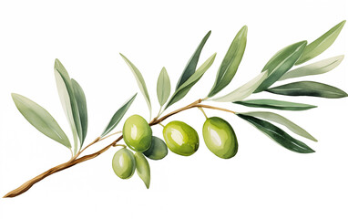 Watercolor painting of Olive clipart on a white background.
