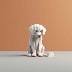 sad dog illustration 3d minimal created with Generative Ai