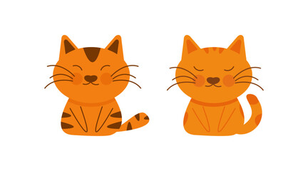Vector set of two cute red cats in flat style. Funny pet characters for cards, banners, web, print.
Flat illustration eps 10.