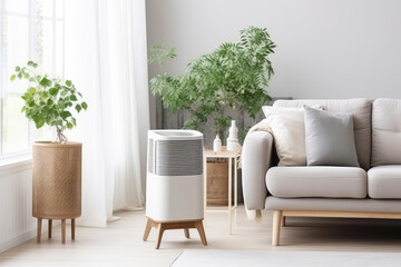 Air Purifier Or Ac Unit Mockup In Modern Living Room