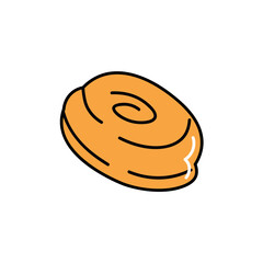 Sweet cake of colorful food set. This design and playful outline showcase a tempting cake donut, perfect for sweet-toothed enthusiasts. Vector illustration.