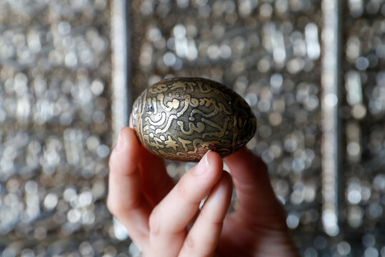 Islamic egg with surats, Chau Doc, Vietnam, Indochina