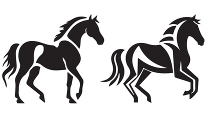 Obraz na płótnie Canvas Horse vector silhouette black and white shape illustration