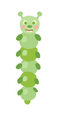 Funny caterpillar cartoon character, children books or textile design element, vector