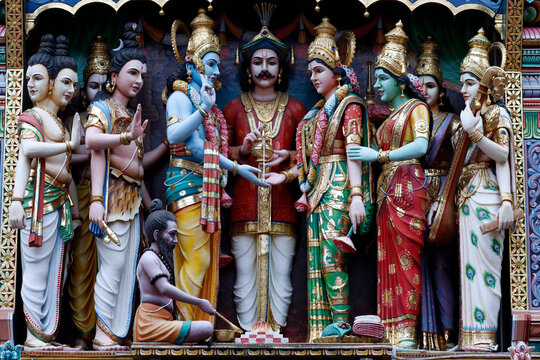 Sri Krishnan Hindu temple, Hindu deities on the Gopuram, Singapore