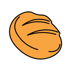 Baked good of food colorful set. This illustration celebrates the art of baking. Its design and intricate outlines bring to life the appeal of a hearty, tasty loaf of bread. Vector illustration.
