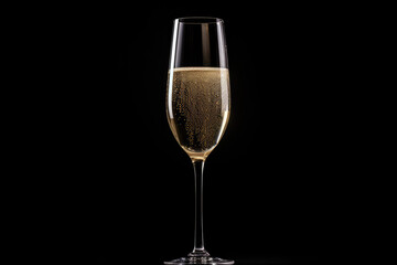 Single Glass Of Champagne Standing Out Against Black Backdrop