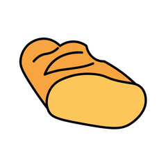 Baked good of food colorful set. This artwork beautifully captures the essence of a freshly baked loaf of bread, making it a delightful addition to any culinary collection. Vector illustration.