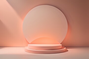 3d abstract scene geometry shape peach color podium for product display made with Generative AI