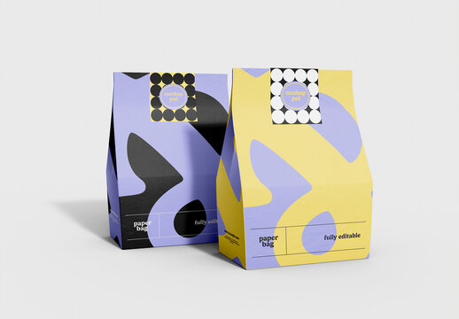 Two Kraft Paper Bag Mockup