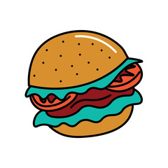 Element of fast food colorful set. This vivid illustration with its vibrant design and bold outlines it highlights the savory delight of tender fried chicken. Vector illustration.