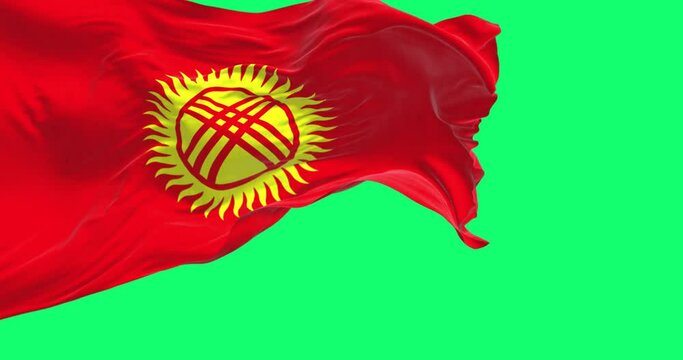 Kyrgyzstan national flag waving on green screen