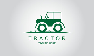 Green Agriculture Tractor Logo Design Template.