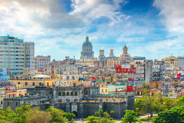 Fototapeta na wymiar Havana, Cuba Downtown Skyline with the Capitolio