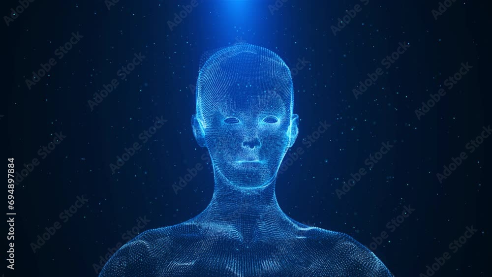 Poster facial scan hologram biometric medical research network deep machine learning system. face detection