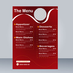 Fast Food Flyer Design Template cooking, cafe and restaurant menu, food ordering, junk food. Pizza, Burger, French fries and Soda. Vector illustration
