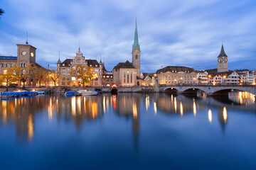Fototapeta na wymiar Zurich, Switzerland Historic Cityscape on the Limmat River