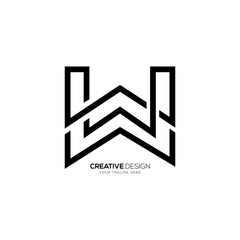 Letter W creative line art unique concept monogram abstract logo