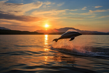 An Irrawaddy dolphin leaps from the warm waters of the Andaman Sea