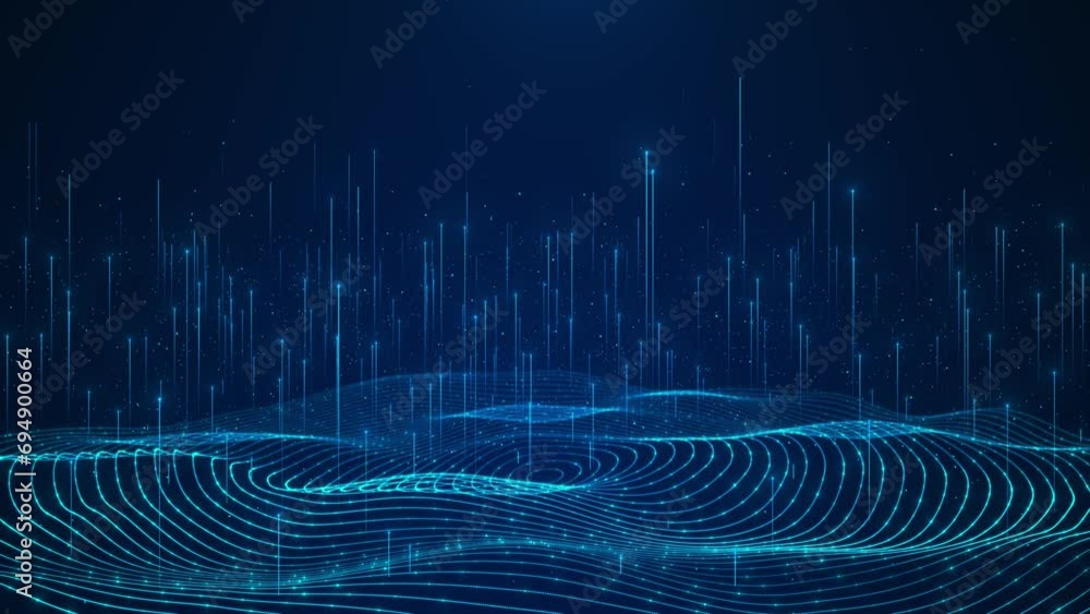 Poster 4k digital cyberspace particles digital data network connections. crypto currency, big data, block c