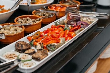 dishes on the buffet